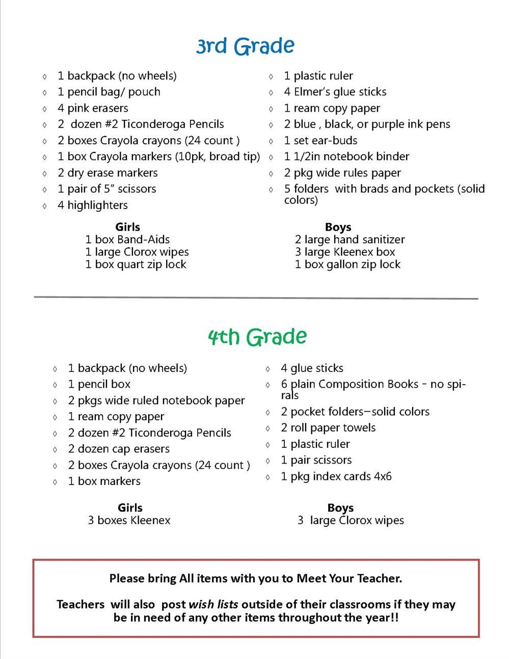 Supply List 3